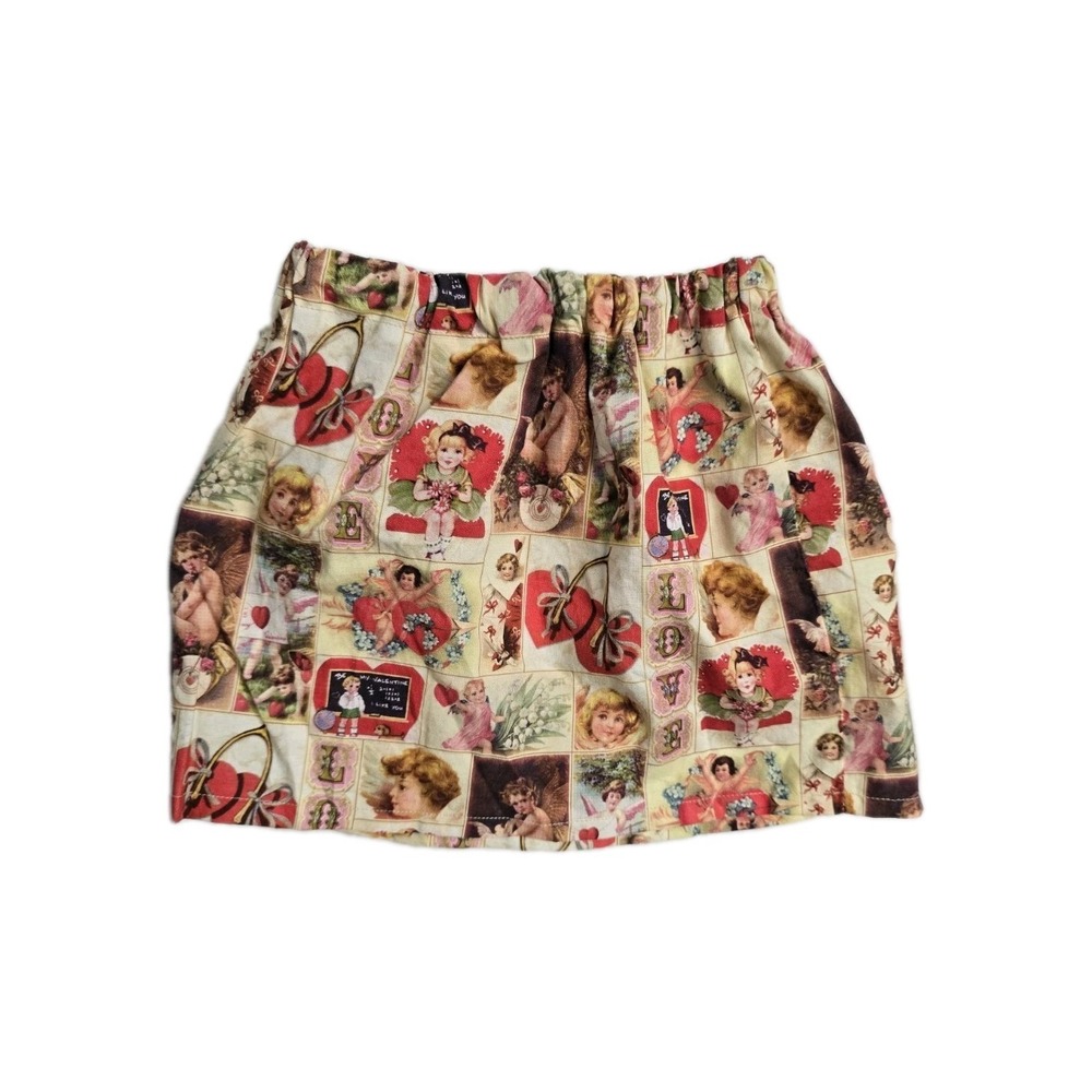 Handmade Girls  Be My Valentine Skirt Hearts Stretch Waist 2 Years‎